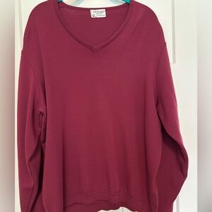 Vintage St. Croix Knits Mens Large plum  V Neck 100% Merino Wool‎ Sweater